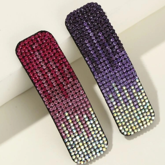 Two pc rhinestone hair clips - Picture 6 of 8